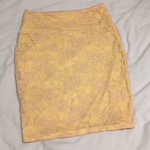 Tan and Pink Lace Rose Pencil Skirt- Never Worn!